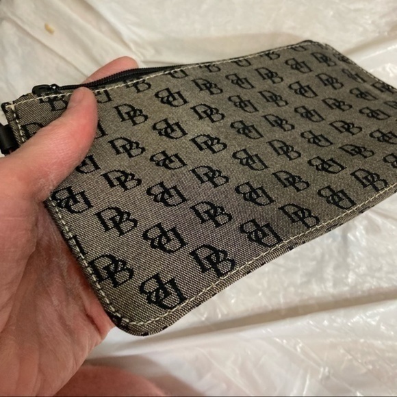 Dooney and Bourke black gray signature db wristlet bag